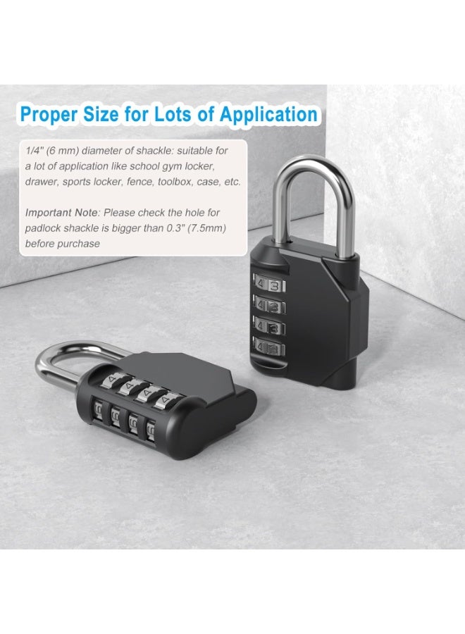 Combination Padlock, 4-Digit Resettable Passcode Padlock, 2 Pack, School Gym Locker, Sports Locker, Metal Portable Lock, Combo Lock for Fence, Toolbox, Gate, Case, Hasp Storage (Black) - Image 5